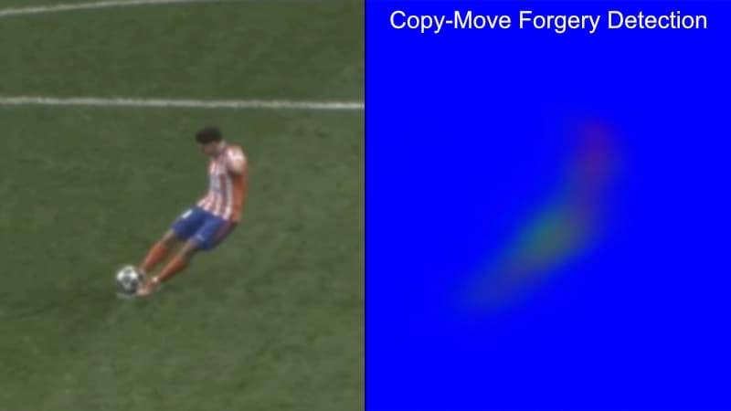 Copy-Move Forgery Detection in an official UEFA video of the Julian Alvarez penalty